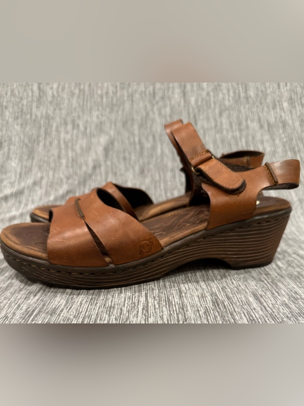 Born Tan Leather Platform Sandals with Adjustable Strap